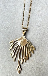 Authentic Vintage Egyptian Revival Sun Ankh Pendant Necklace Gold Plated 17”