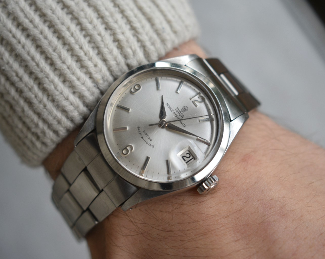 1965 Tudor 7966 Prince Oysterdate Silver Sunburst Dial Automatic Mens Date Watch