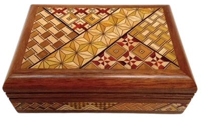 Vintage Japanese Yosegi Marquetry Jewelry Box Wooden Trinket Box - Image 1 of 4