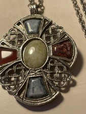 Vintage Scottish Silver Tone Pendant And Chain 26 Inch