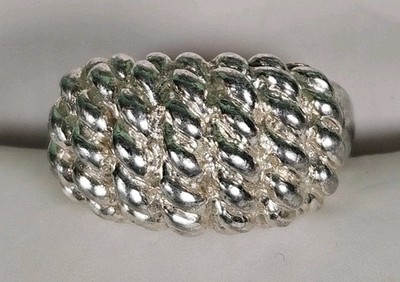 STERLINGSILBER RING KORBGEWEBE GRÖSSE 4