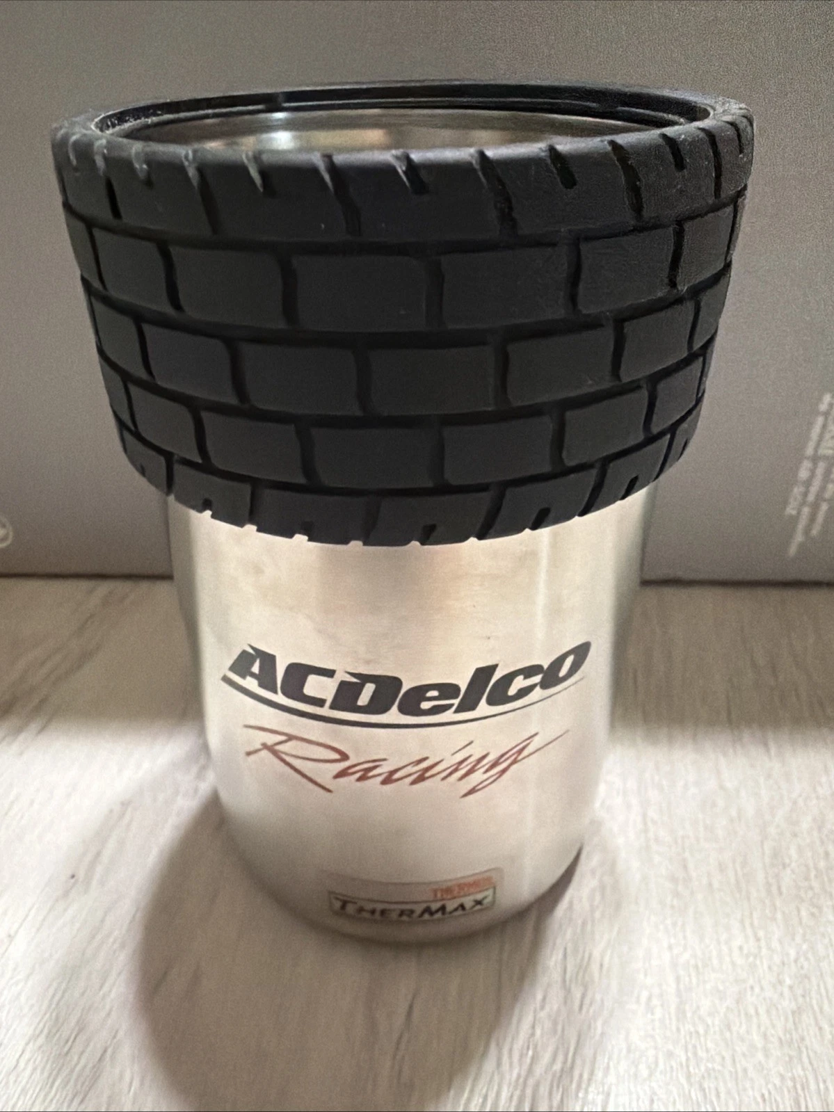 AC Delco Thermos Racing Insulated Metal Beer Soda Drink Can Cooler Koozies