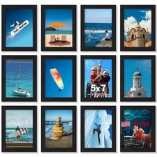 Picture Frames Set of 12, Display 4x6 Pictures with Mat or without 5x7 Black