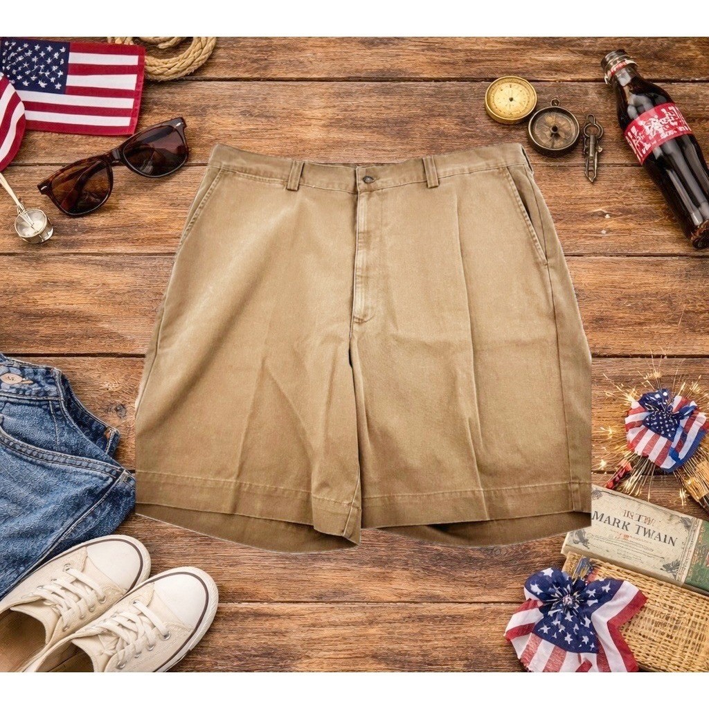 Polo Ralph Lauren Philip Short Mens 40 Brown Cotton Twill Chino Preppy Vintage