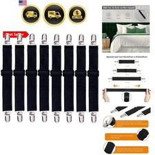 8 Pack Bed Sheet Straps, Adjustable Elastic Fitted Sheet Holder Clips, Heavy ...