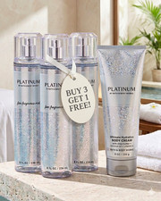 BUY 3 GET 1 FREE Bath Body Works PLATINUM Set - 3x Mists 1x Body Cream