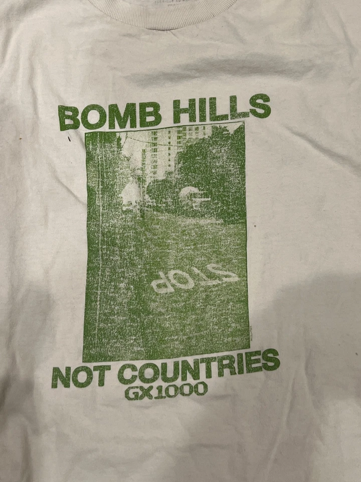 Camiseta GX1000 Para Hombre Talla Grande Bomb Hills Blanco Algodón Monopatín SF Thrashed Foto 2 de 4