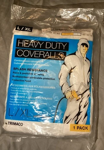 Heavy Duty Disposable Coverall L/XL Hood Splash Solvent Resistant Paint Suit - product listing photo