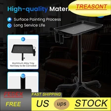 Professional Salon Trolley Aluminum Trolley Hair Instrument Tray w/ Caddy Black