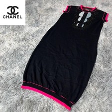 Chanel Cashmere Sleeveless Dress Black Size 38 L Excellent Condition