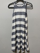 GAP Women XS Tank Dress Grey White Striped Flowy Casual Boho Classic