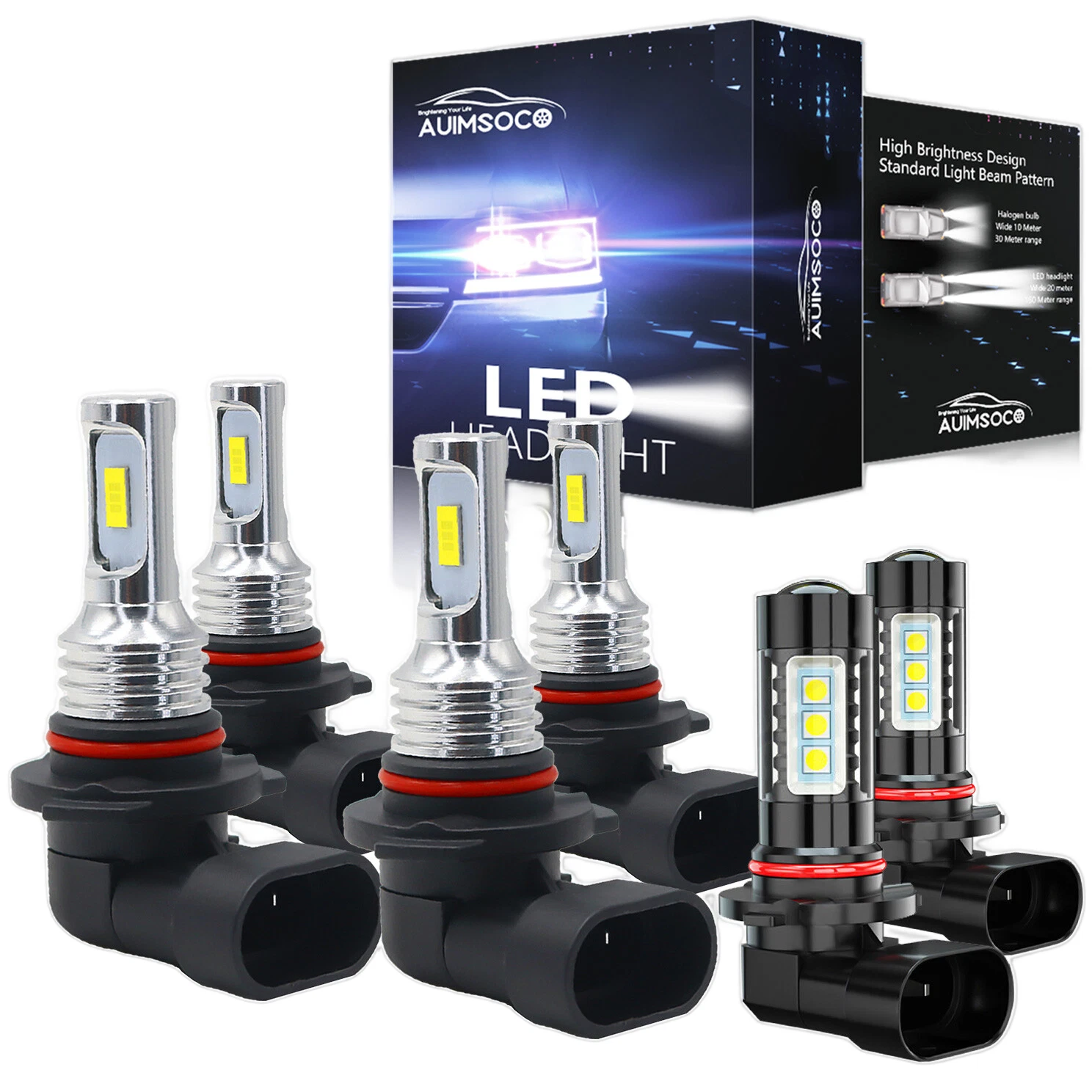 6X White LED Headlight Fog Bulbs For Chevy Silverado 1500 2500 3500 HD 2003-2006