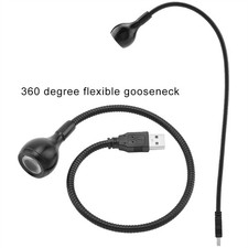 1W Long Flexible Neck USB LED Light Night Reading Lamp Black Warm White 