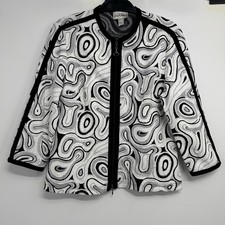 Joseph Ribkoff Blazer Jacket Womens US 12 Full Zip Black White Stretch