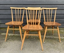 Set Of 4 Vintage 1950’s Blonde Ercol 391 All Purpose Windsor Kitchen Chairs