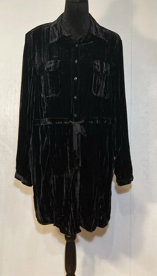 Coldwater Creek черный измельченный бархат рубашка платье Sz L фея гламур Luxe прихоти - Изображение 2 из 4