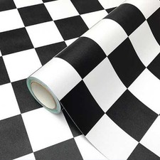1/2X 3M Black and White Checkered Wall Paper Roll Kitchen Shelf Drawer Liner UK