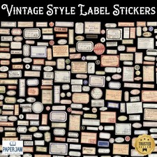 50 Vintage Style Label Stickers Junk Journal Scrapbooking Paper Craft Supplies