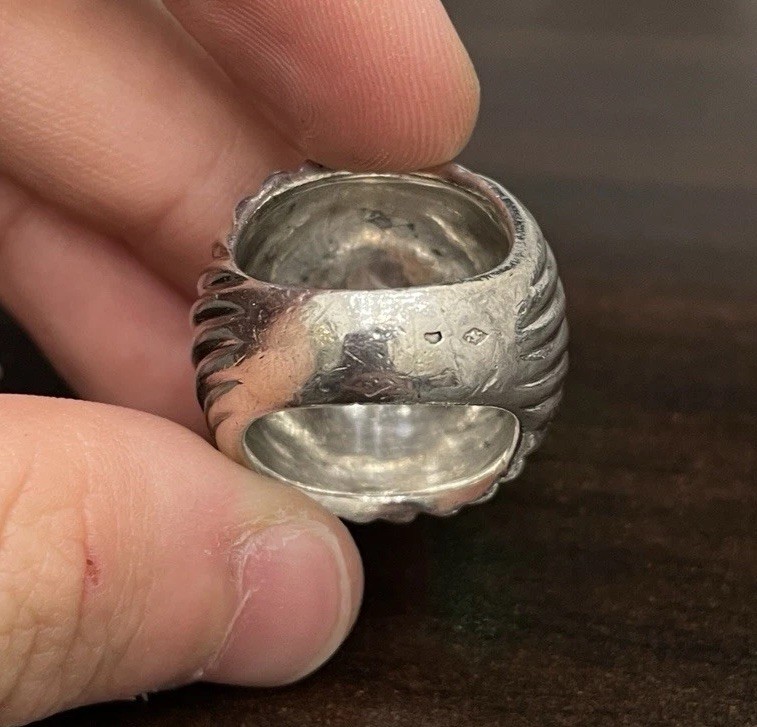 Ribbed Dome Ring Swirl Statement Bold Chunky Vint… - image 8