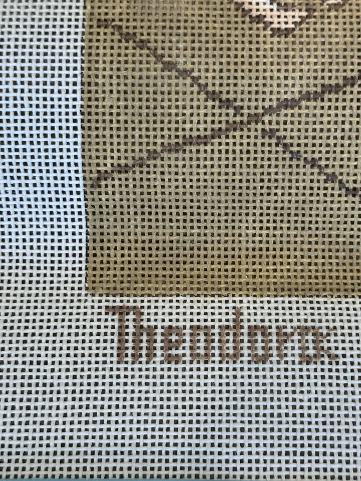 Theodora Handpainted Needlepoint Canvas “Washing Clothes” Rare Child Scene - Image 4 of 4