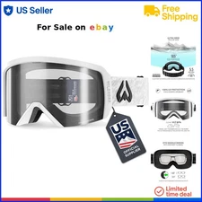 Snow Goggles Full Rim Polycarbonate UV Protect Anti-Fog Ventilation Snowboarding