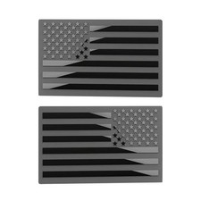 2PCS American Flag Emblem Decal, 3D Metal American Flag Stickers, 5" x 3" black