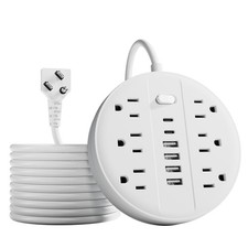 5 FT Surge Protector Power Strip Extension Cord with Multiple Outlets 6 AC Ou...