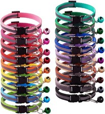 18Pcs Reflective Puppy Collars Cat ID Collars W/ Bell Adjustable 19-32cm Soft