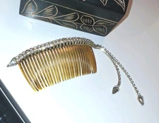 Vintage Rhinestone Hair Comb Huge Sparkle Dangle Tassels Bridal Holiday Estate*
