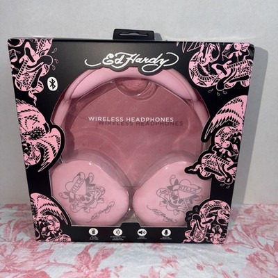  Ed Hardy Wireless Headphones Pink Love Kills Slowly Bluetooth New in Box 