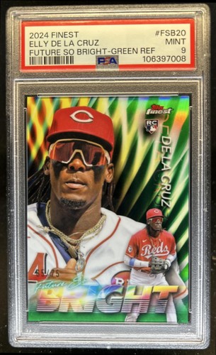 2024 Topps Finest Elly De La Cruz Future So Bright RC Green Refractor #/75 PSA 9