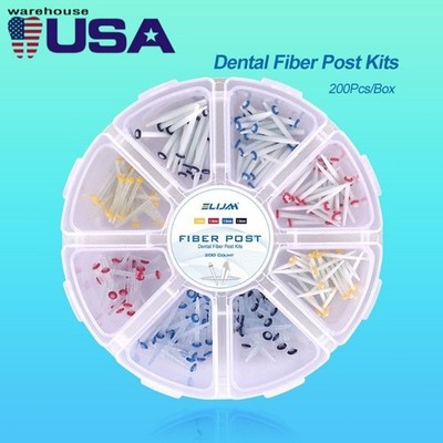 Dental Fiber Post Kits Screw/Straight Post Quartz Glass Thread Pile (200Pcs/pack