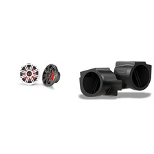 Kicker 6.5" Charcoal LED Marine Speakers w/ RZ5-F65U In-Dash 6.5" Speaker-Pod...