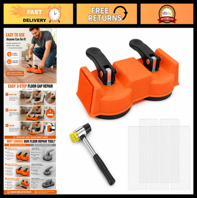 Floor Gap Repair Tool Kit - Dual Suction Cups, Vacuum Cups, Rubber Mallet & Pads