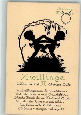 39877345 - Twins Angel Saying Silhouette Boldt Kaiser Card 13006
