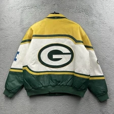Vintage 1999 Reebok NFL Jeff Hamilton Green Bay Packers Leather Jacket 2XL