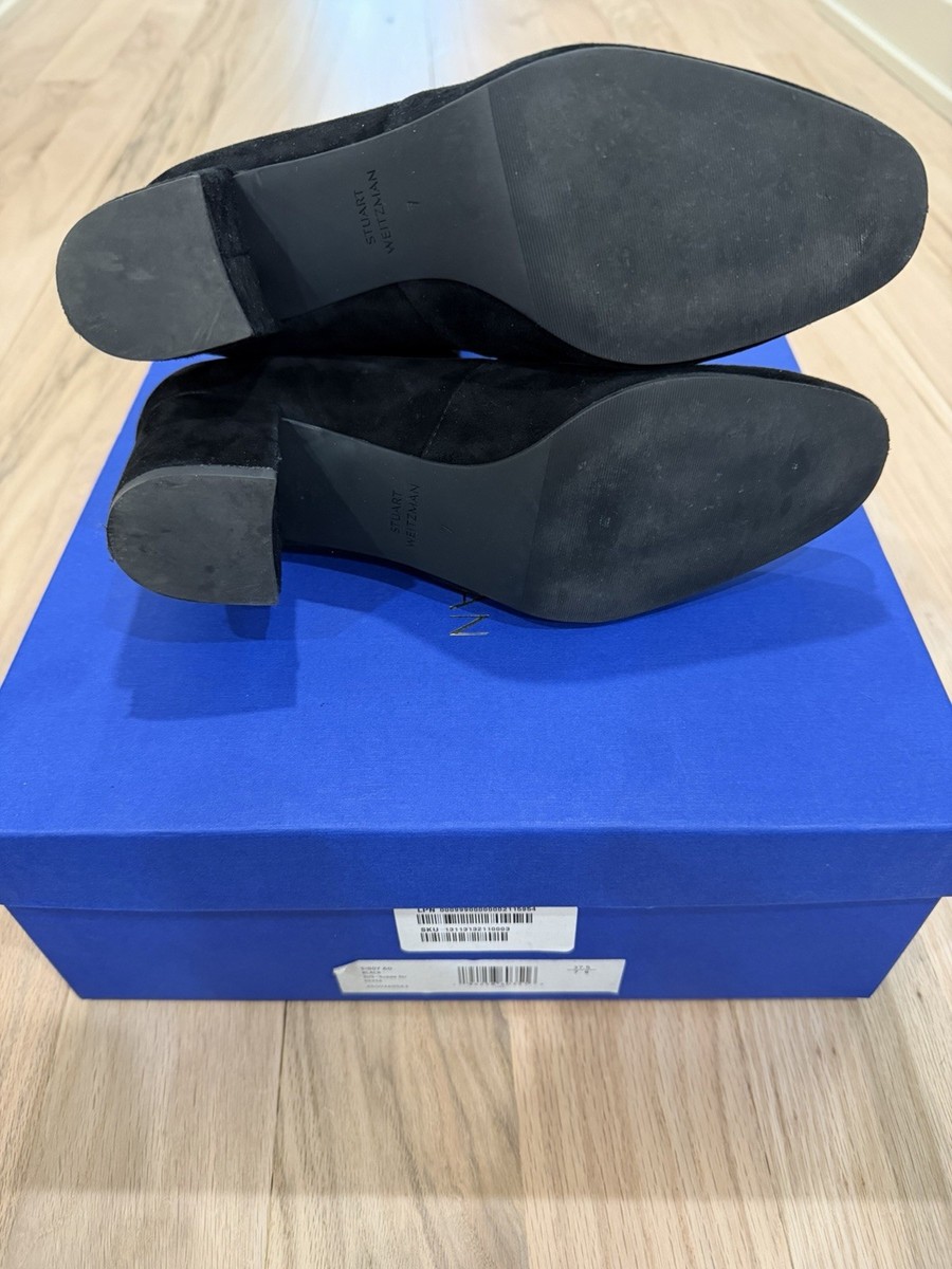 Stuart Weitzman Siggy 60 Black Suede Booties Size 37.5 View 6
