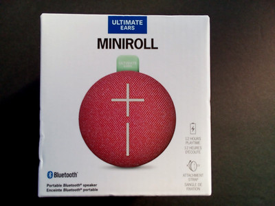 ULTIMATE EARS MINIROLL PORTABLE BLUETOOTH SPEAKER CRISP & BASSY 12 HRS PLAYTIME