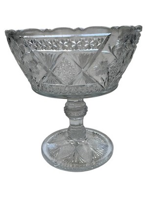 Antique Glass Pedestal Fruit Bowl Footed Crystal Serving Candy Dish Vintage