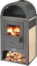 Stufa a Legna in Acciaio e Ghisa 8kW con Cassetto Portacenere Beige Vienna Blist