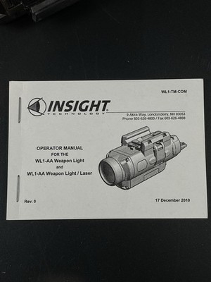 Insight L3 Eotech WL1-AA Weapon Rail Mounted Led Light W/ Red
