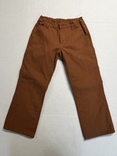 Carhartt Flannel Lined Cargo Pants Kids Sz 8 Brown Washed Duck Excellent Cond.
