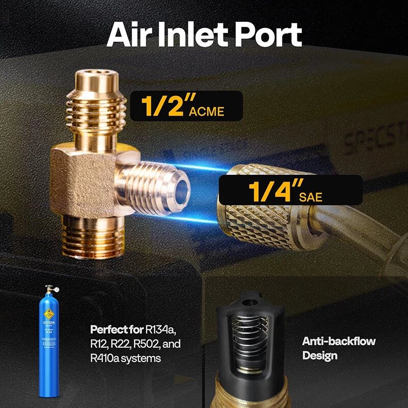 Bomba de vacío de aire 1/3 HP 5 CFM y juego de manómetros de 4 vías kit de refrigerante de aire acondicionado HVAC Foto 4 de 4