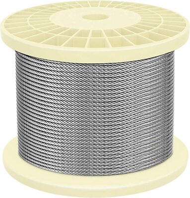 IZOKIN 250 Feet of 1/8'' 316 Stainless Steel Wire Rope Aircraft Cable for Deck