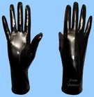 NEW WOMENS size 9.5 4XL GENUINE BLACK PATENT LAMBSKIN LEATHER SILK LINED GLOVES