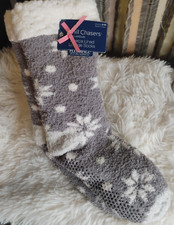 Cuddl Duds Chill Chasers Sherpa Lined Lounge Socks Gray Size 4-10
