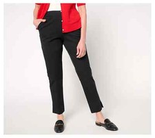 Isaac Mizrahi Live Petite 24/7 Stretch Icon Ankle Pants-Black-Petite 6 A692859