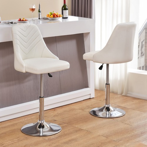 Juego de 2 taburete de bar giratorio 360 para oficina en casa con respaldo de silla asiento suave para salón - Imagen 10 de 28