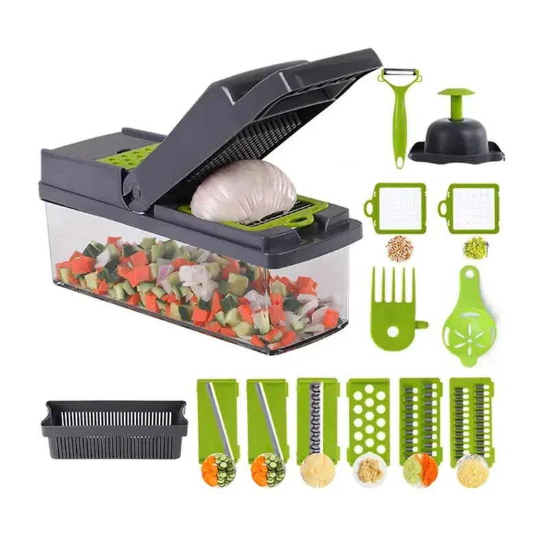 Vegetable Chopper Dicer Slicer 16-in-1 Salad Fruit Mandolin Food Cutter Peeler
Opens in a new window