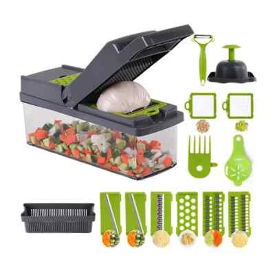 Gemüseschneider Würfelschneider 16-in-1 Salat Obst Mandoline Lebensmittelschneider Schäler